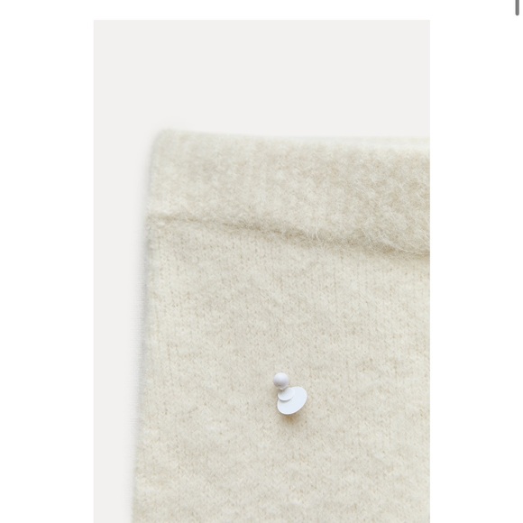 Zara Sequin embroidered Alpaca Blend Knit Pencil Midi Skirt Ecru white S NWT - Picture 12 of 14